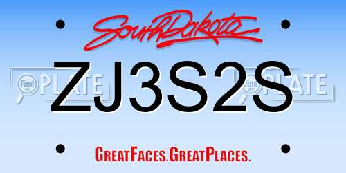ZJ3S2S South Dakota License Plate