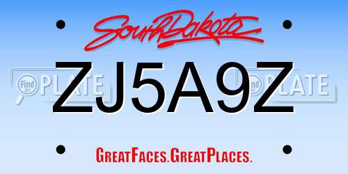 ZJ5A9Z South Dakota License Plate