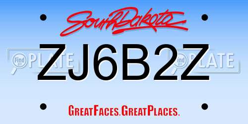 ZJ6B2Z South Dakota License Plate