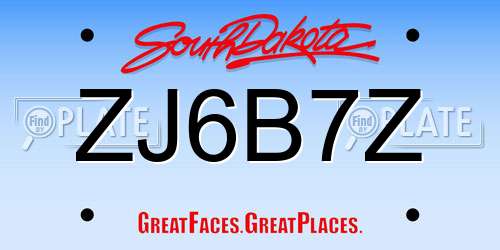 ZJ6B7Z South Dakota License Plate