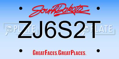 ZJ6S2T South Dakota License Plate