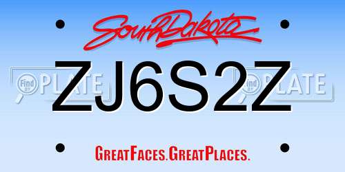 ZJ6S2Z South Dakota License Plate