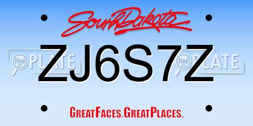 ZJ6S7Z South Dakota License Plate