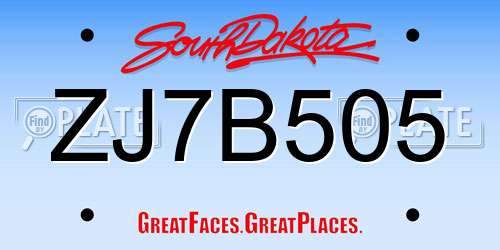 ZJ7B505 South Dakota License Plate