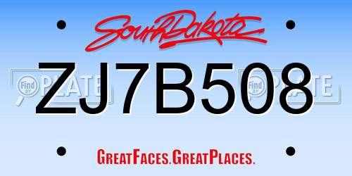 ZJ7B508 South Dakota License Plate