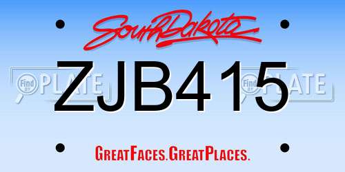 ZJB415 South Dakota License Plate