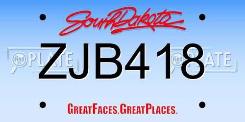 ZJB418 South Dakota License Plate