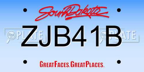 ZJB41B South Dakota License Plate