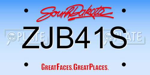 ZJB41S South Dakota License Plate