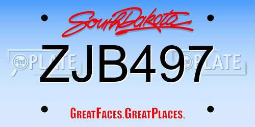 ZJB497 South Dakota License Plate