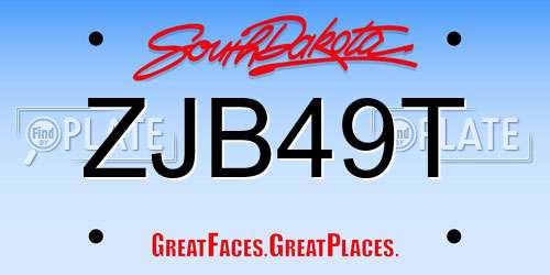 ZJB49T South Dakota License Plate