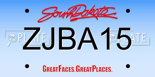ZJBA15 South Dakota License Plate
