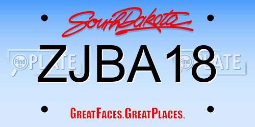 ZJBA18 South Dakota License Plate