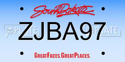 ZJBA97 South Dakota License Plate