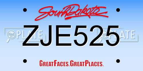 ZJE525 South Dakota License Plate