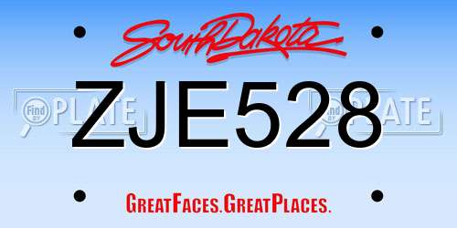 ZJE528 South Dakota License Plate