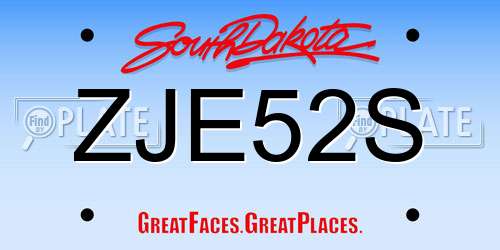 ZJE52S South Dakota License Plate
