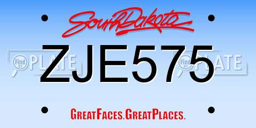 ZJE575 South Dakota License Plate