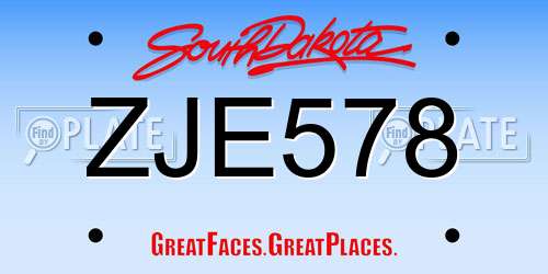 ZJE578 South Dakota License Plate