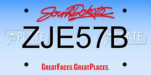 ZJE57B South Dakota License Plate