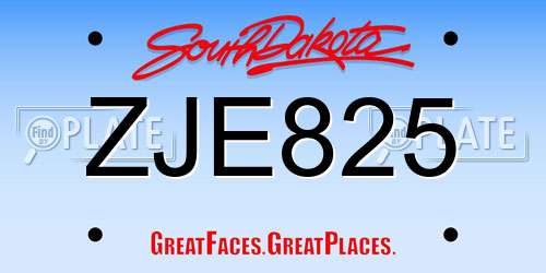 ZJE825 South Dakota License Plate