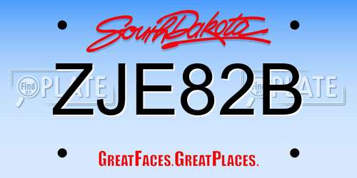 ZJE82B South Dakota License Plate