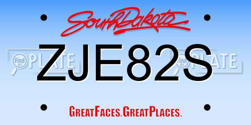 ZJE82S South Dakota License Plate