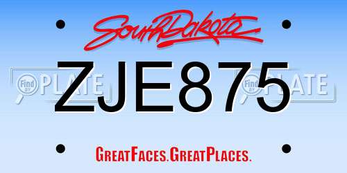 ZJE875 South Dakota License Plate