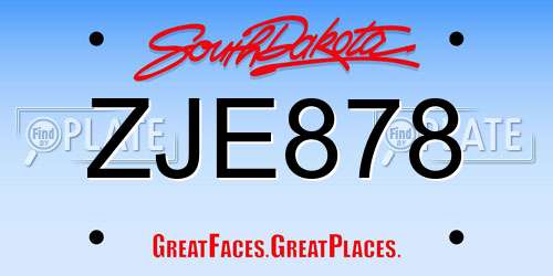 ZJE878 South Dakota License Plate