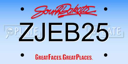ZJEB25 South Dakota License Plate