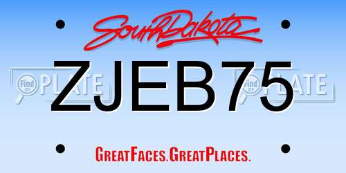 ZJEB75 South Dakota License Plate