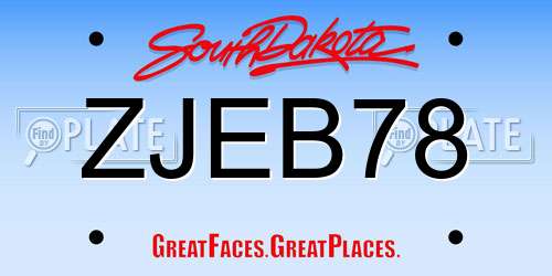 ZJEB78 South Dakota License Plate