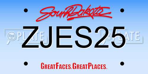 ZJES25 South Dakota License Plate