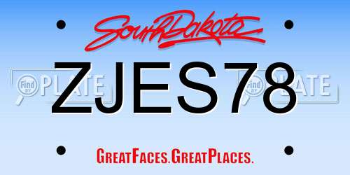 ZJES78 South Dakota License Plate