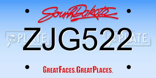 ZJG522 South Dakota License Plate