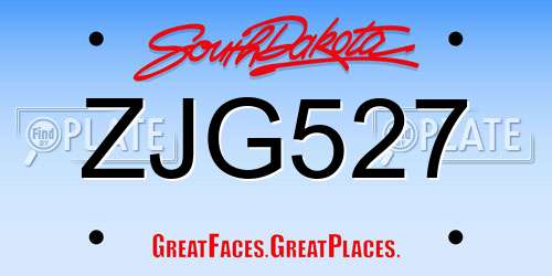 ZJG527 South Dakota License Plate