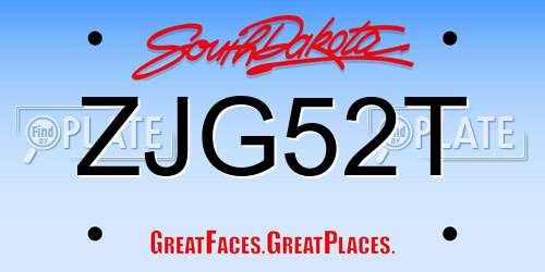 ZJG52T South Dakota License Plate