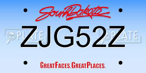 ZJG52Z South Dakota License Plate