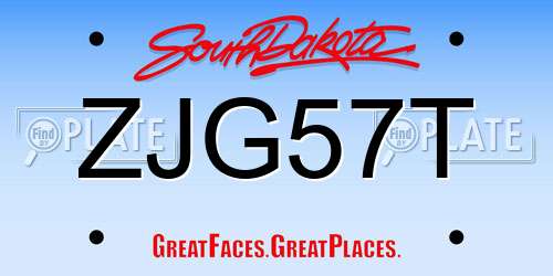 ZJG57T South Dakota License Plate