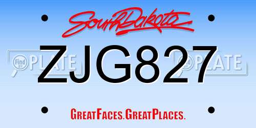 ZJG827 South Dakota License Plate