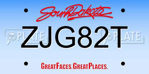 ZJG82T South Dakota License Plate