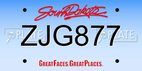 ZJG877 South Dakota License Plate