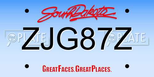 ZJG87Z South Dakota License Plate