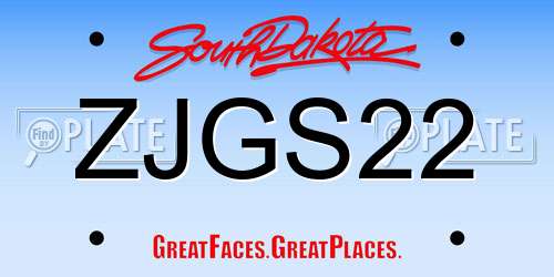 ZJGS22 South Dakota License Plate
