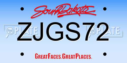 ZJGS72 South Dakota License Plate