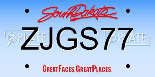 ZJGS77 South Dakota License Plate