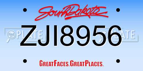 ZJI8956 South Dakota License Plate