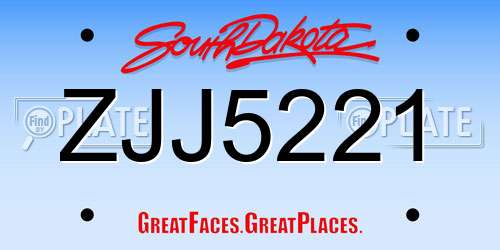 ZJJ5221 South Dakota License Plate