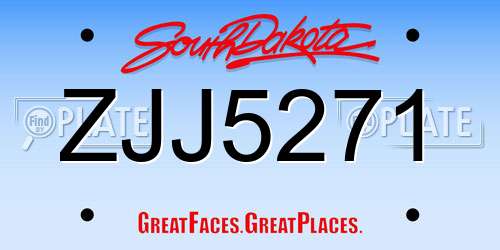 ZJJ5271 South Dakota License Plate