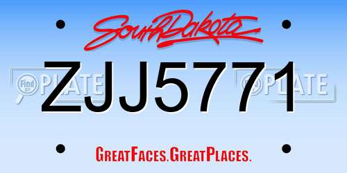 ZJJ5771 South Dakota License Plate